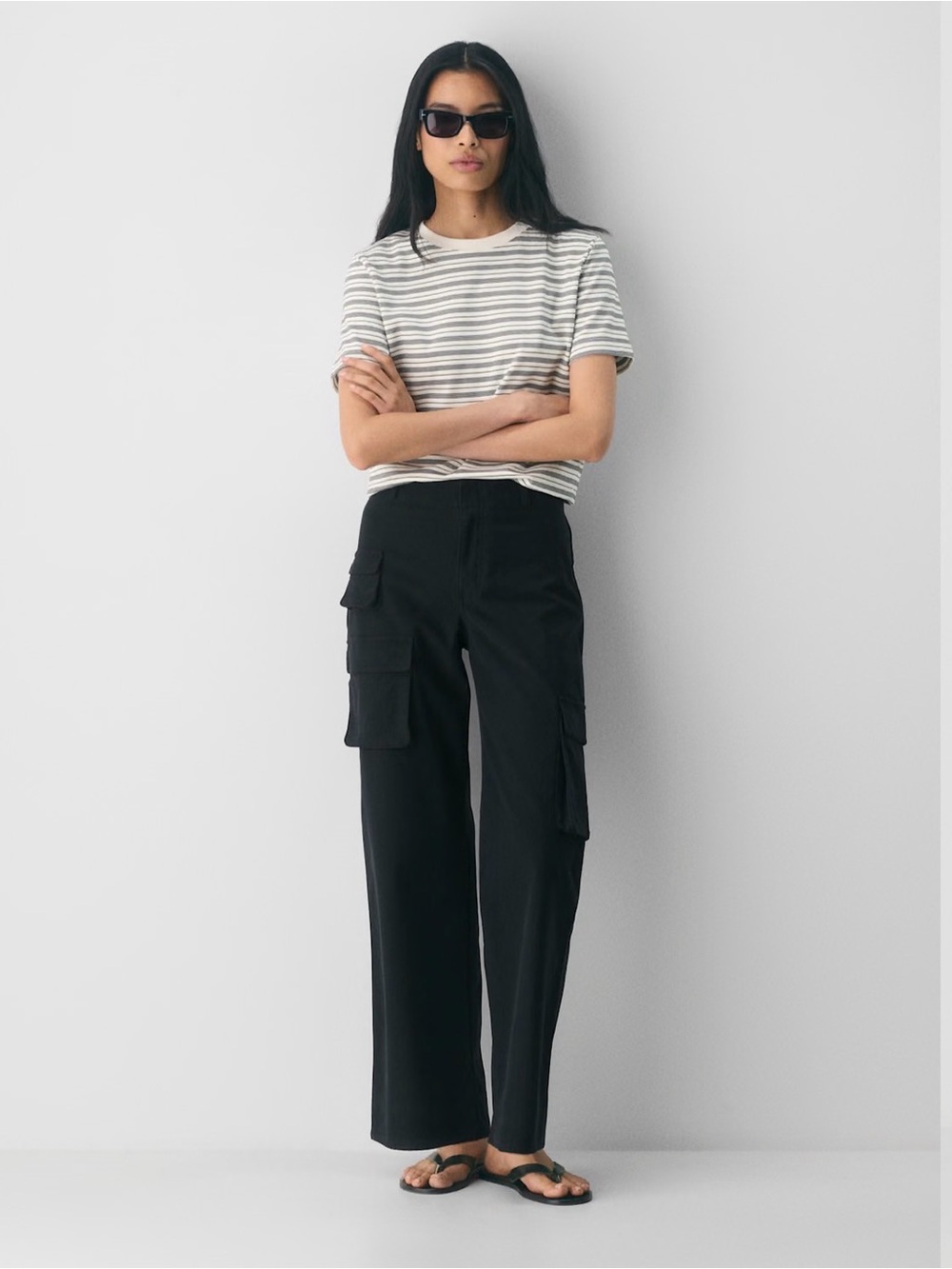 Wilfred Black Cargo Wide-Leg Pants